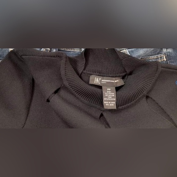 NWOT INC International Concepts Women’s‎ Black Cutout Sweater Dress PP 0 Petite - Picture 3 of 7